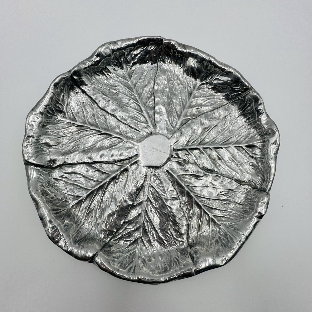 Wilton Armetale Bruce Fox Cabbage Leaf Platter 14" VTG Pewter Serving Tray Plate